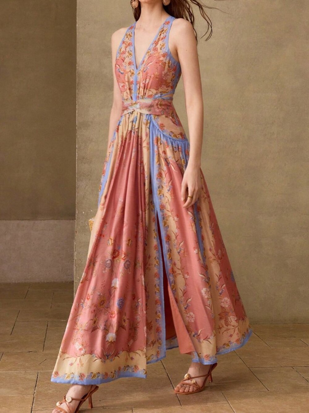 Multicolor Boho Women's Regular Fit Long Dress - Picture 4 of 6